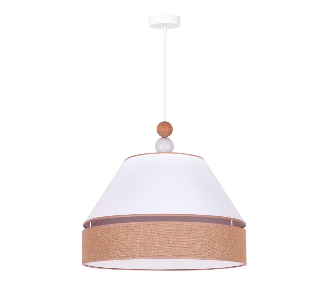 Duolla Lustr na lanku AVIGNON 1xE27/15W/230V pr. 60 cm bílá/hnědá DU601948