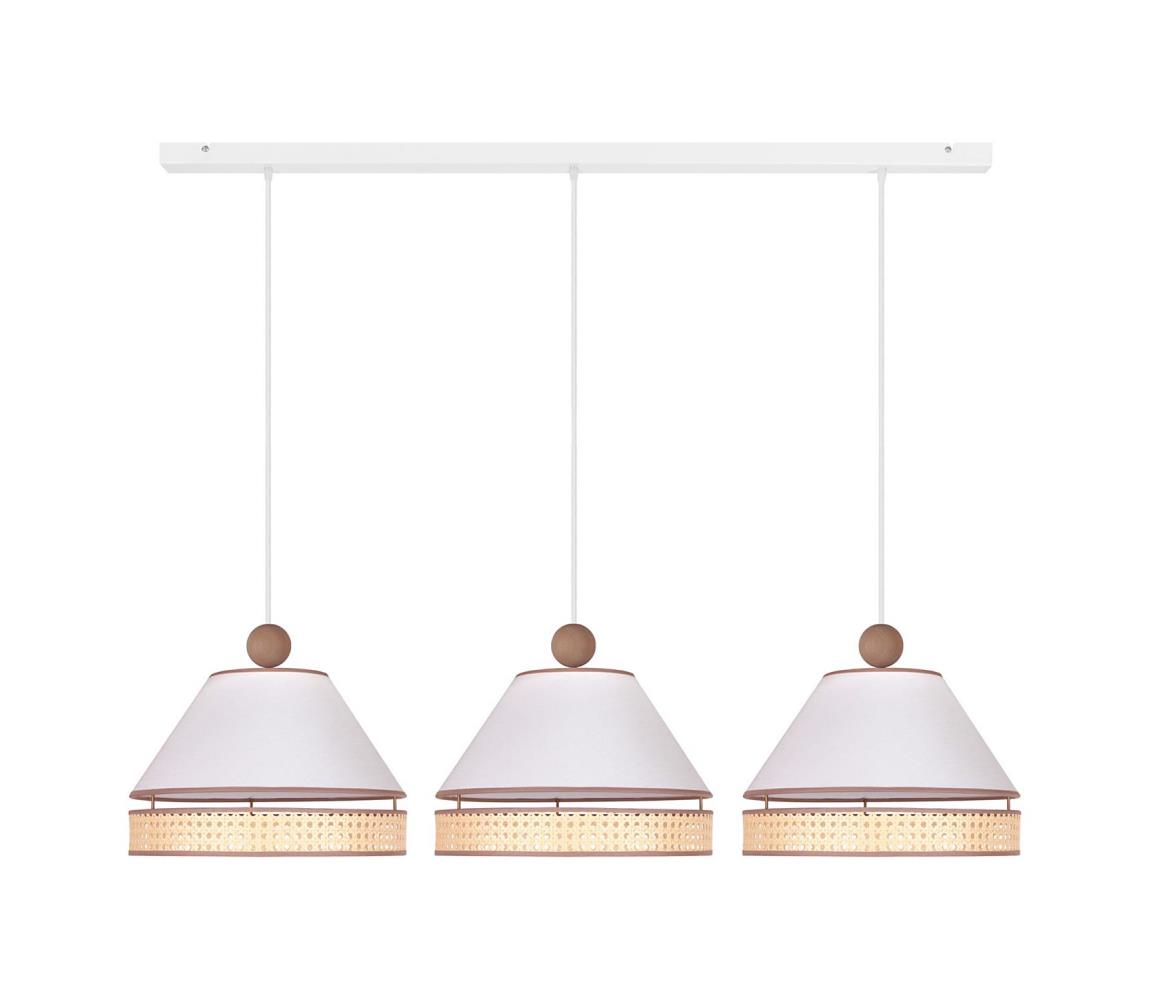 Duolla Lustr na lanku AVIGNON 3xE27/15W/230V bílá/ratan DU602112