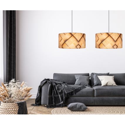 Lustr na lanku AXEL 1xE27/60W/230V béžová/hnědá pr. 35 cm