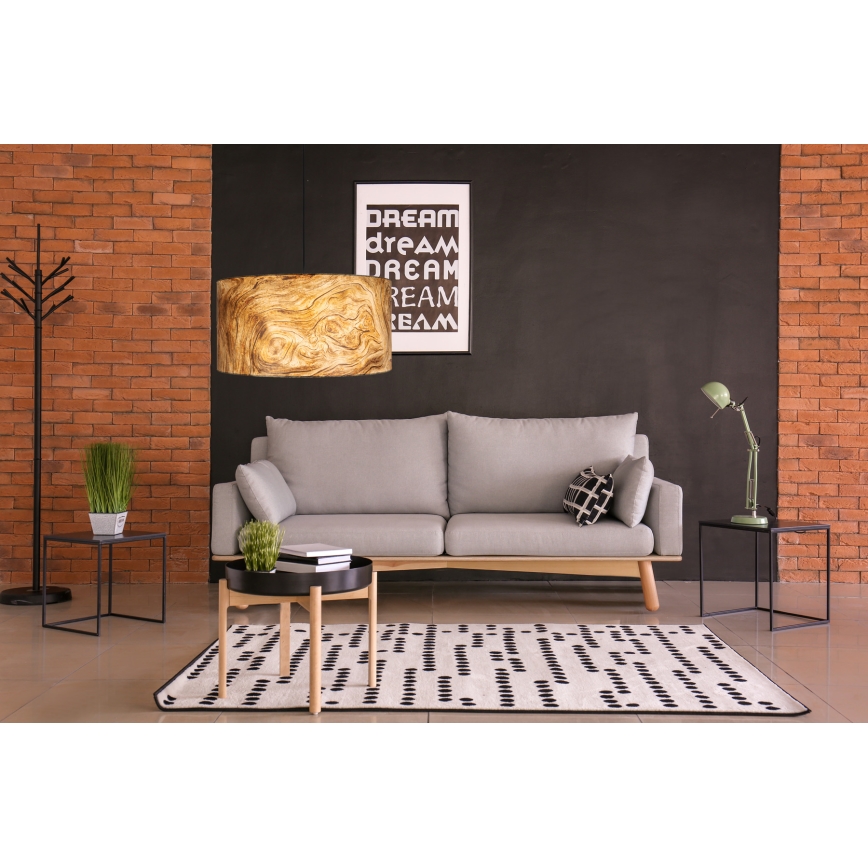 Lustr na lanku AXEL 1xE27/60W/230V béžová/hnědá pr. 40 cm