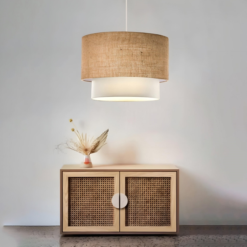 Lustr na lanku AYD 1xE27/15W/230V béžová/bílá