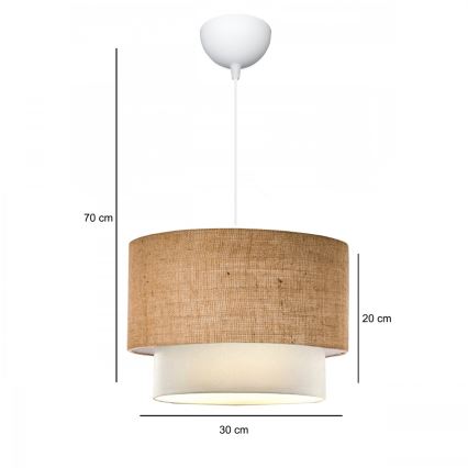 Lustr na lanku AYD 1xE27/15W/230V béžová/bílá