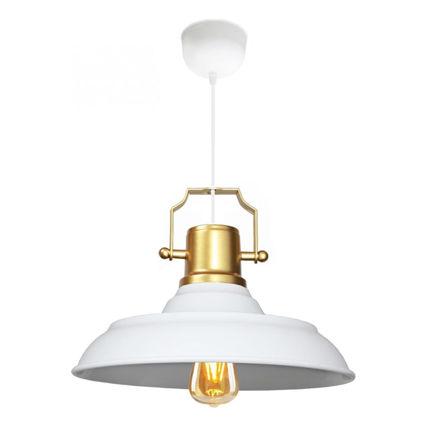 Lustr na lanku AYD 1xE27/40W/230V bílá/zlatá