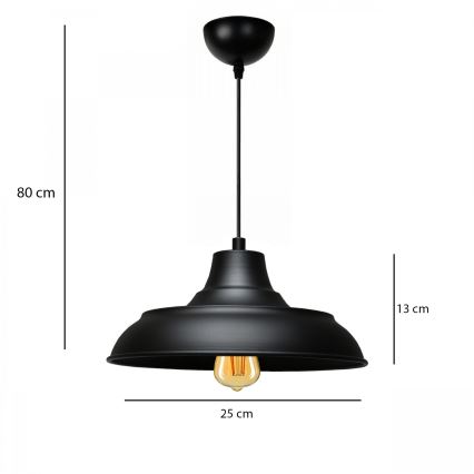 Lustr na lanku AYD 1xE27/40W/230V černá