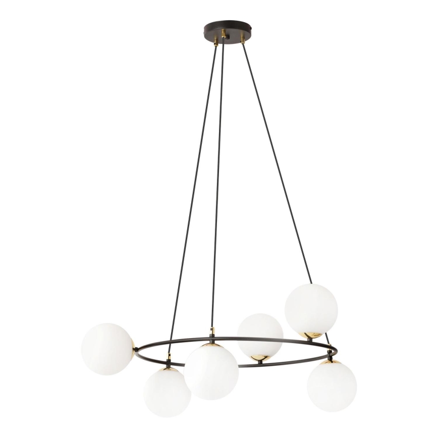 Lustr na lanku AZURA 6xE14/10W/230V černá/bílá