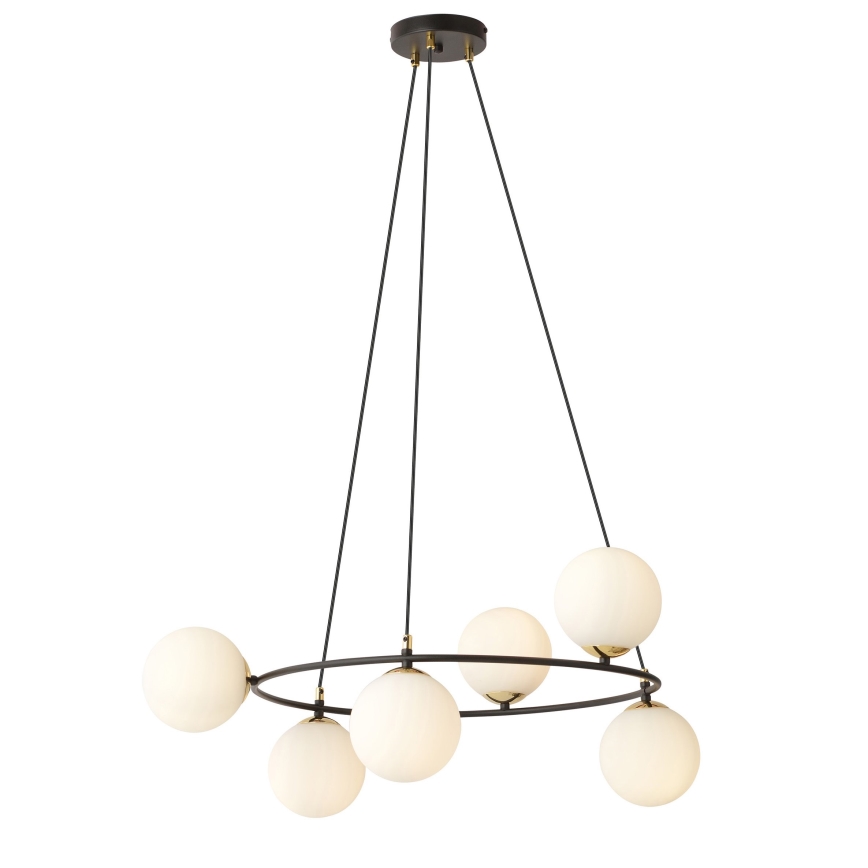 Lustr na lanku AZURA 6xE14/10W/230V černá/bílá