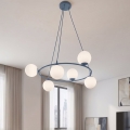 Lustr na lanku AZURA 6xE14/10W/230V modrá/bílá