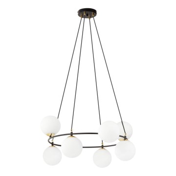 Lustr na lanku AZURA 8xE14/10W/230V černá/bílá