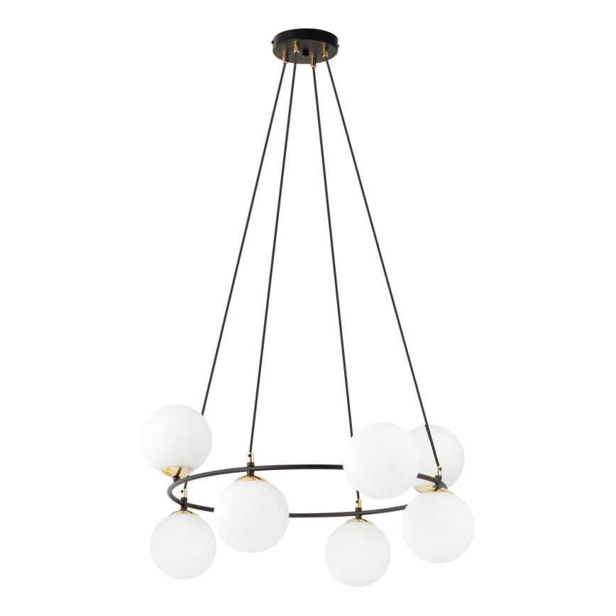 Lustr na lanku AZURA 8xE14/10W/230V černá/bílá