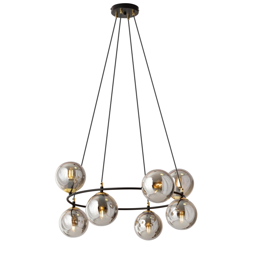 Lustr na lanku AZURA 8xE14/10W/230V černá/šedá