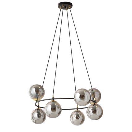 Lustr na lanku AZURA 8xE14/10W/230V černá/šedá