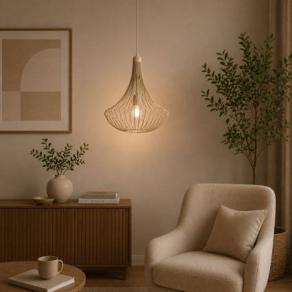 Lustr na lanku BALERINA 1xE27/15W/230V béžová