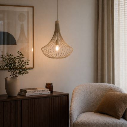 Lustr na lanku BALERINA 1xE27/15W/230V béžová
