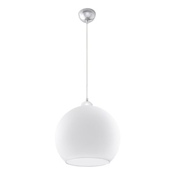Lustr na lanku BALL 1xE27/15W/230V pr. 30 cm bílá/lesklý chrom