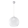 Lustr na lanku BALL 1xE27/15W/230V pr. 30 cm čirá/lesklý chrom