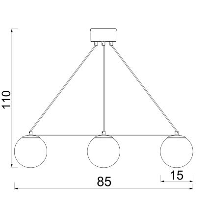Lustr na lanku BALLO 3xE27/15W/230V černá/bílá