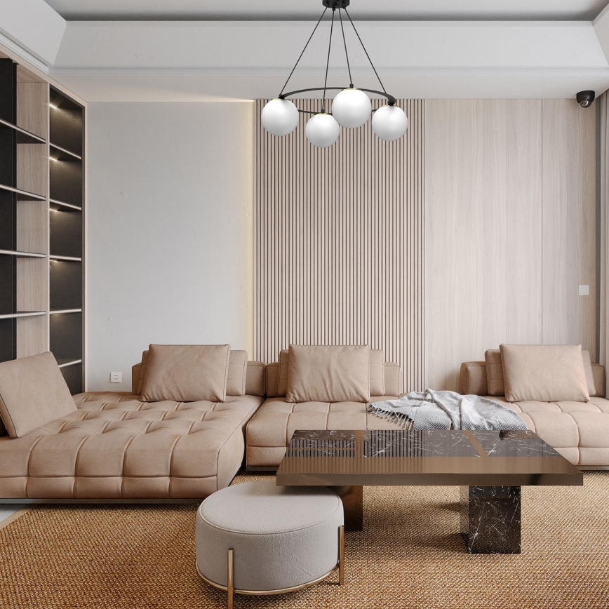 Lustr na lanku BALLO 4xE27/15W/230V černá/bílá