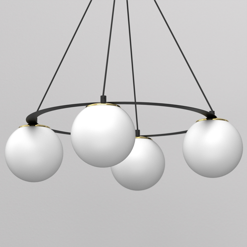 Lustr na lanku BALLO 4xE27/15W/230V černá/bílá