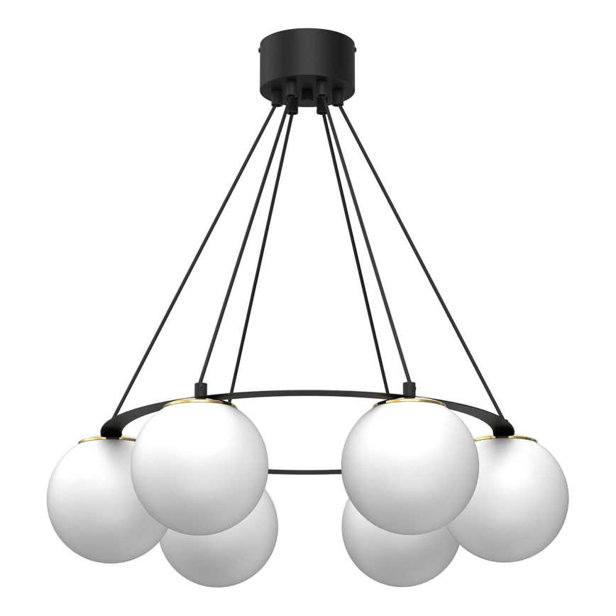 Lustr na lanku BALLO 6xE27/15W/230V černá/bílá