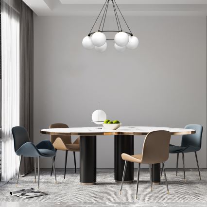 Lustr na lanku BALLO 6xE27/15W/230V černá/bílá
