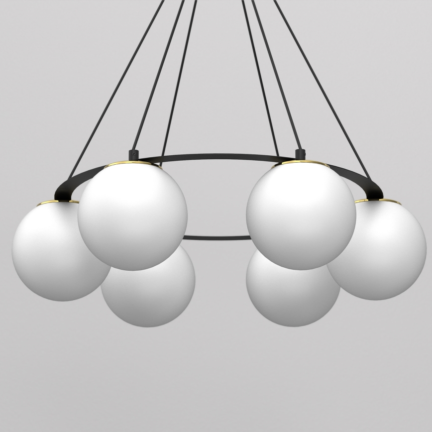 Lustr na lanku BALLO 6xE27/15W/230V černá/bílá