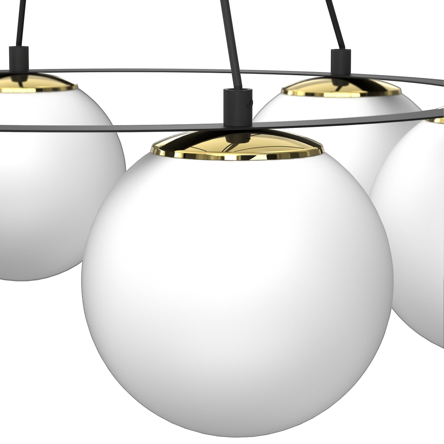 Lustr na lanku BALLO 6xE27/15W/230V černá/bílá