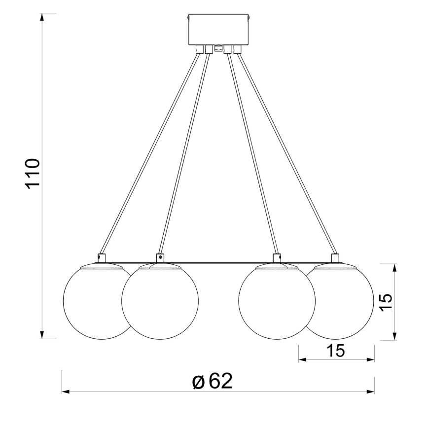 Lustr na lanku BALLO 6xE27/15W/230V černá/bílá