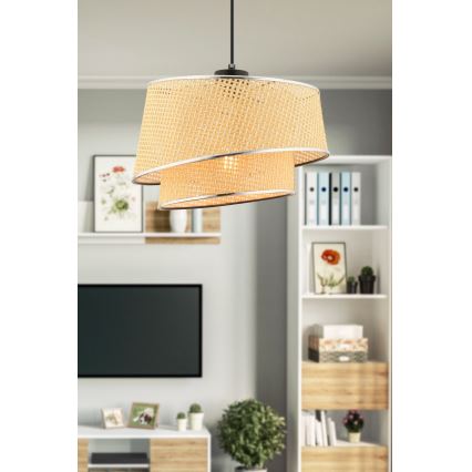 Lustr na lanku BARETTE 1xE27/60W/230V béžová/lesklý chrom