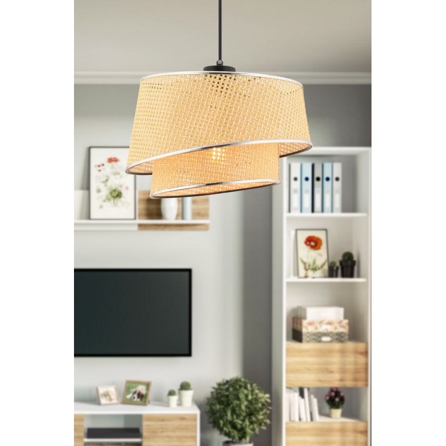 Lustr na lanku BARETTE 1xE27/60W/230V béžová/lesklý chrom
