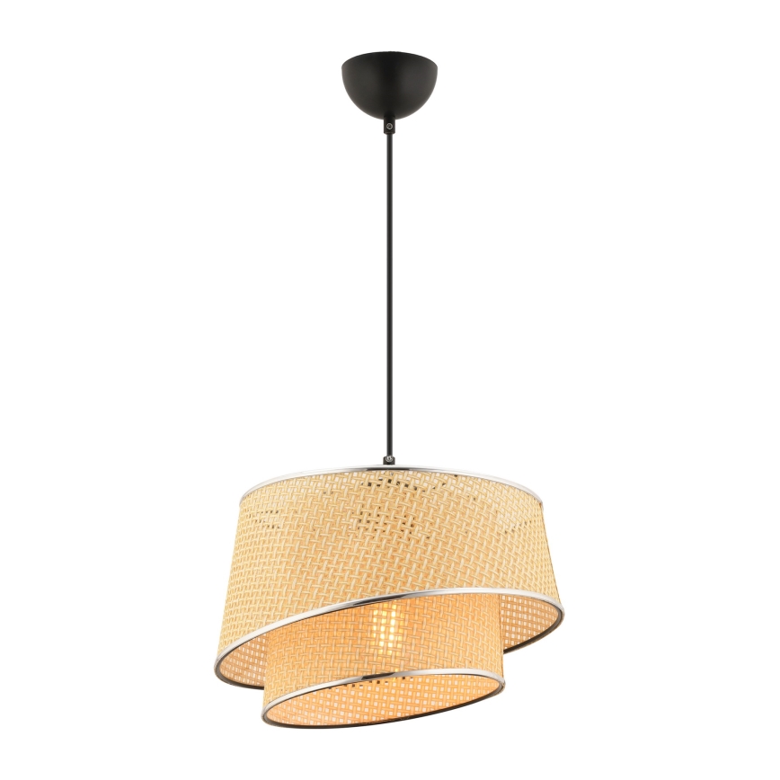 Lustr na lanku BARETTE 1xE27/60W/230V béžová/lesklý chrom