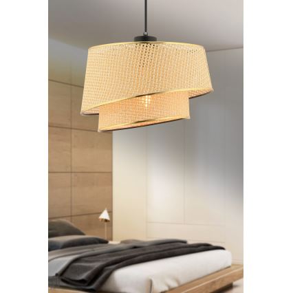 Lustr na lanku BARETTE 1xE27/60W/230V hnědá/zlatá