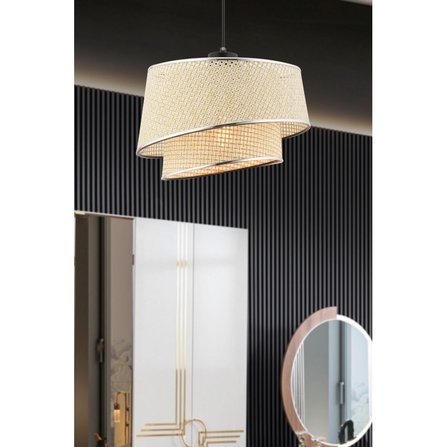 Lustr na lanku BARETTE 1xE27/60W/230V krémová/lesklý chrom