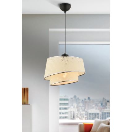 Lustr na lanku BARETTE 1xE27/60W/230V krémová/lesklý chrom