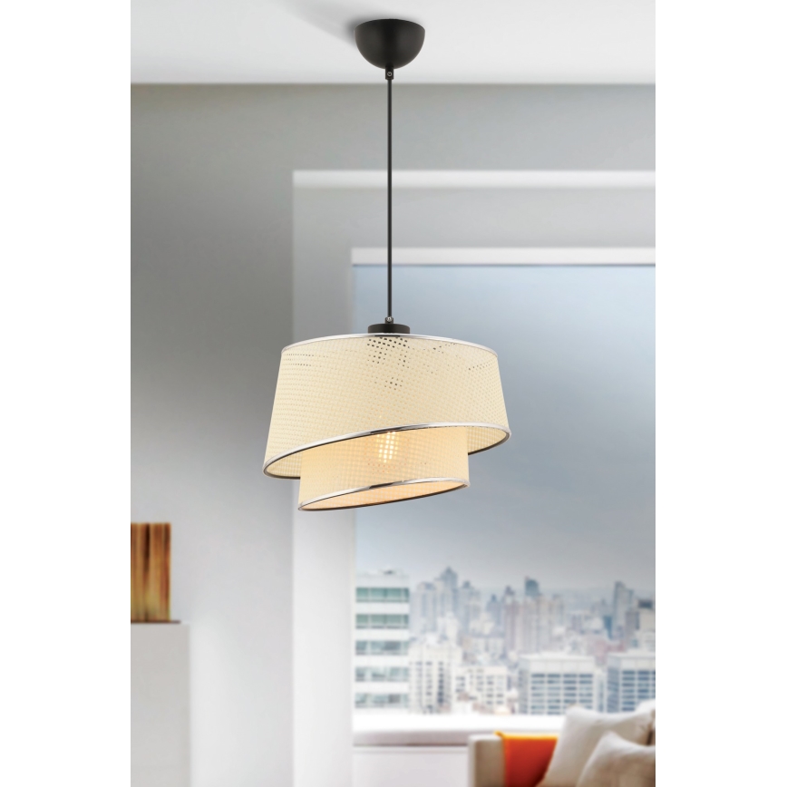Lustr na lanku BARETTE 1xE27/60W/230V krémová/lesklý chrom