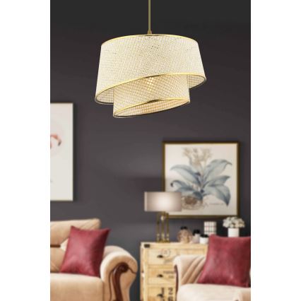 Lustr na lanku BARETTE 1xE27/60W/230V krémová/zlatá