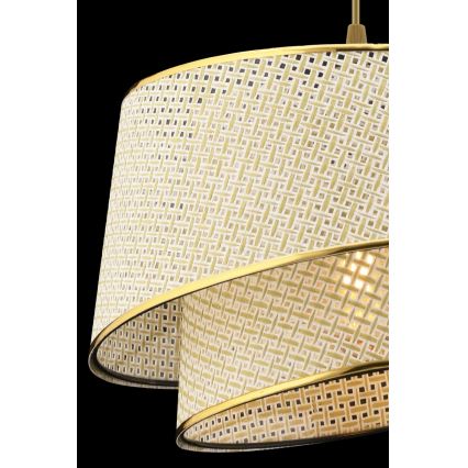 Lustr na lanku BARETTE 1xE27/60W/230V krémová/zlatá
