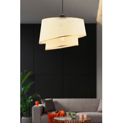 Lustr na lanku BARETTE 1xE27/60W/230V krémová/zlatá