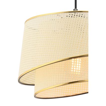 Lustr na lanku BARETTE 1xE27/60W/230V krémová/zlatá