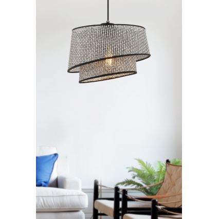 Lustr na lanku BARETTE 1xE27/60W/230V šedá/černá