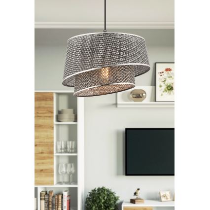 Lustr na lanku BARETTE 1xE27/60W/230V šedá/lesklý chrom