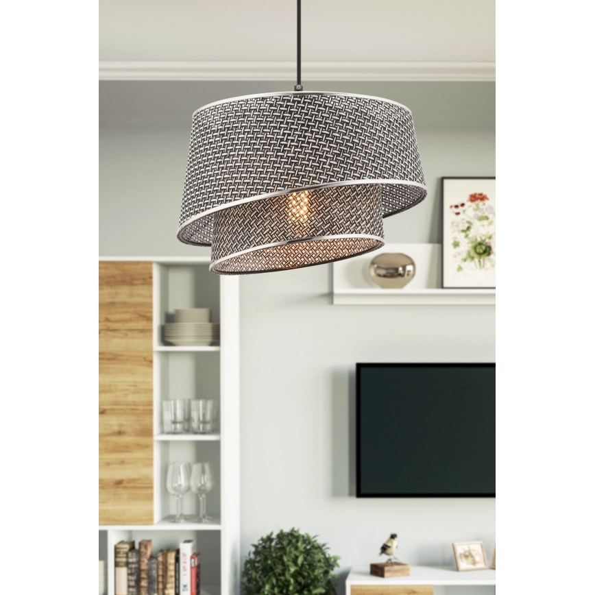 Lustr na lanku BARETTE 1xE27/60W/230V šedá/lesklý chrom