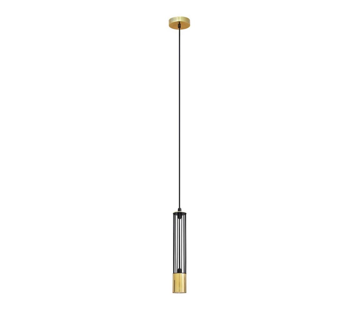 Helam Lustr na lanku BARS 1xGU10/20W/230V černá/zlatá HE1133