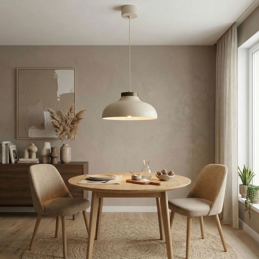 Lustr na lanku BASCA 1xE27/15W/230V béžová/hnědá