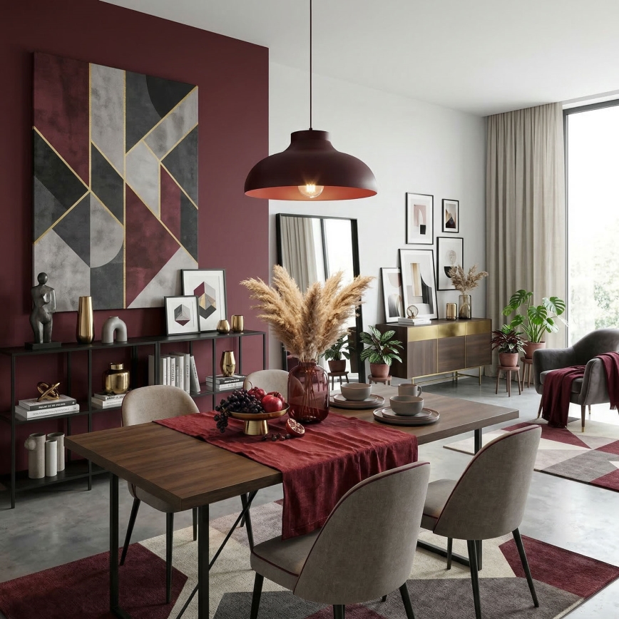 Lustr na lanku BASCA 1xE27/15W/230V burgundy