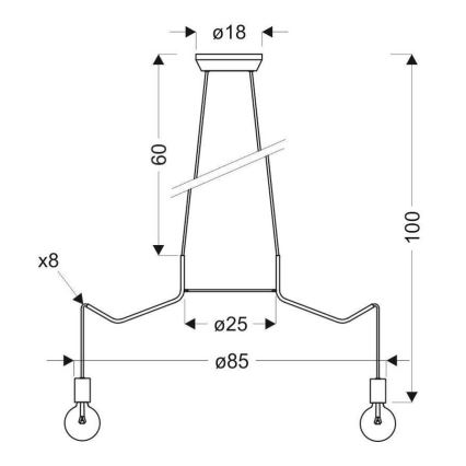 Lustr na lanku BASSO 8xE27/40W/230V bílá