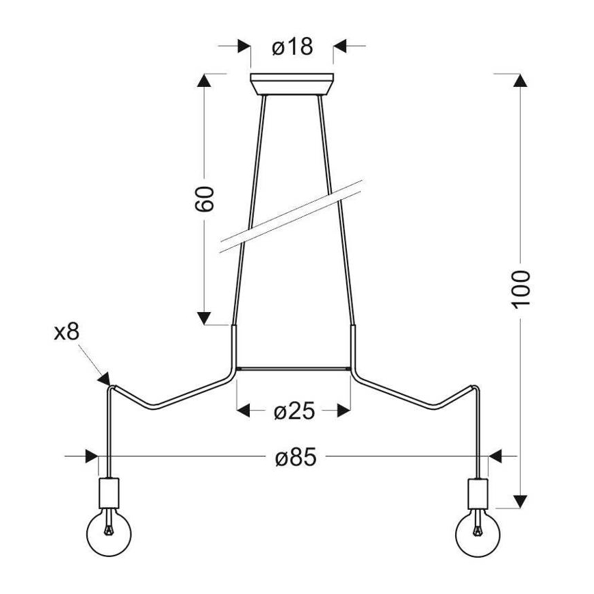 Lustr na lanku BASSO 8xE27/40W/230V bílá