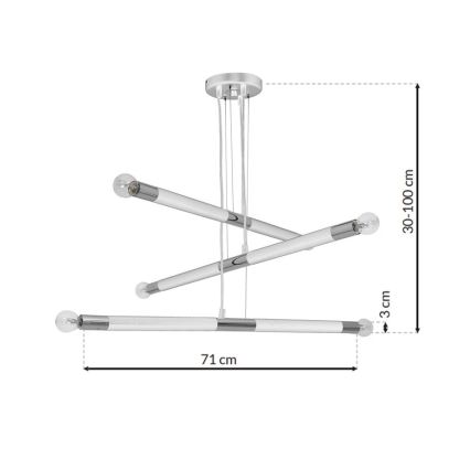 Lustr na lanku BASTONE WHITE 6xE14/40W/230V