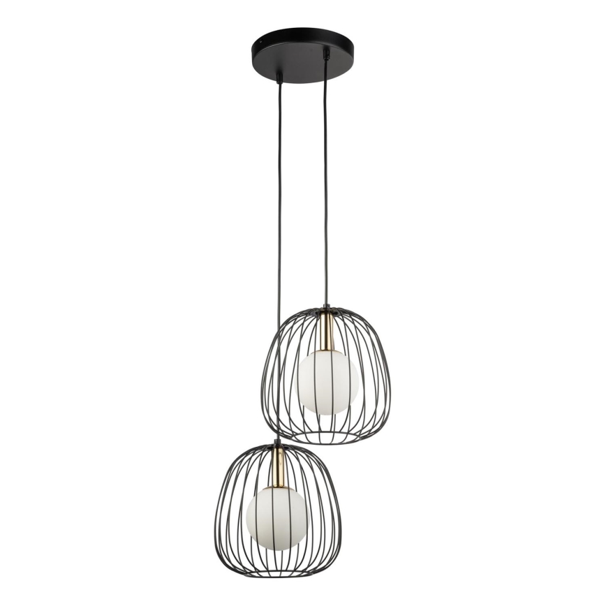 Lustr na lanku BELL 2xG9/12W/230V černá/zlatá