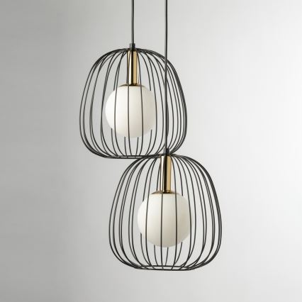 Lustr na lanku BELL 2xG9/12W/230V černá/zlatá
