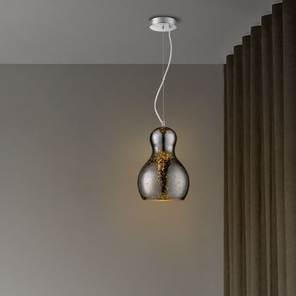 Lustr na lanku BELLO 1xE27/40W/230V pr. 21 cm matný chrom